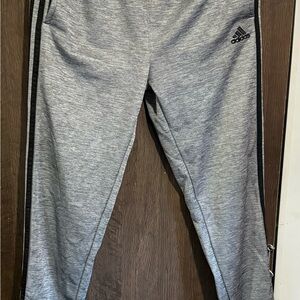 Adidas Kids Heather Gray Joggers with Black Accents